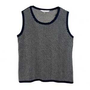 Misook Navy and Gold Tank Top Large Metallic